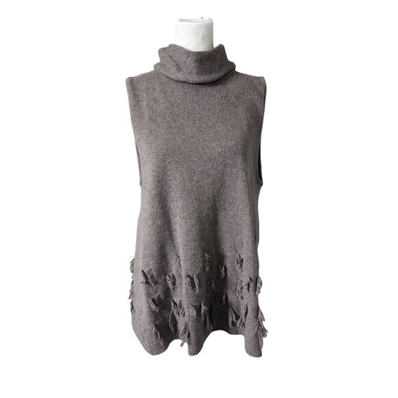 One Grey Day Alpaca Turtleneck Open Back Sleeveless Sweater Women's Size M - Picture 1 of 8